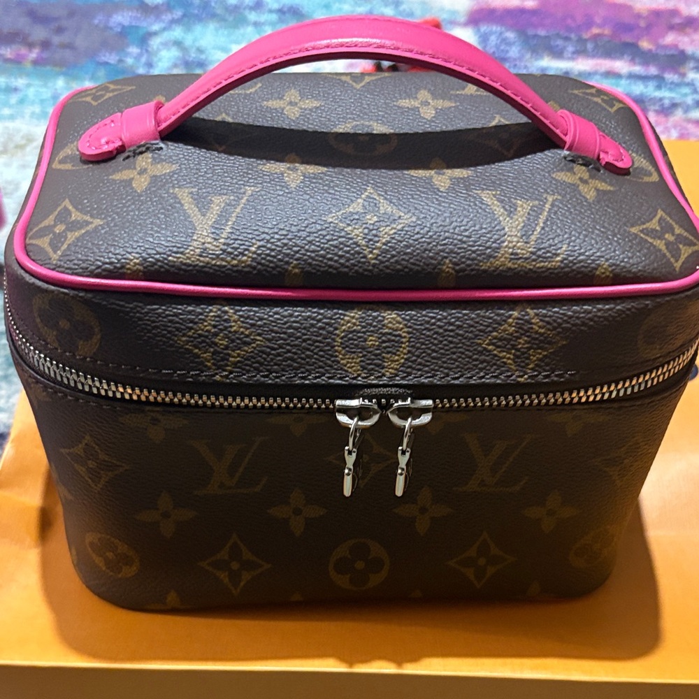 Authentic Louis Vuitton Monogram Cosmetic Case with Pink Accents